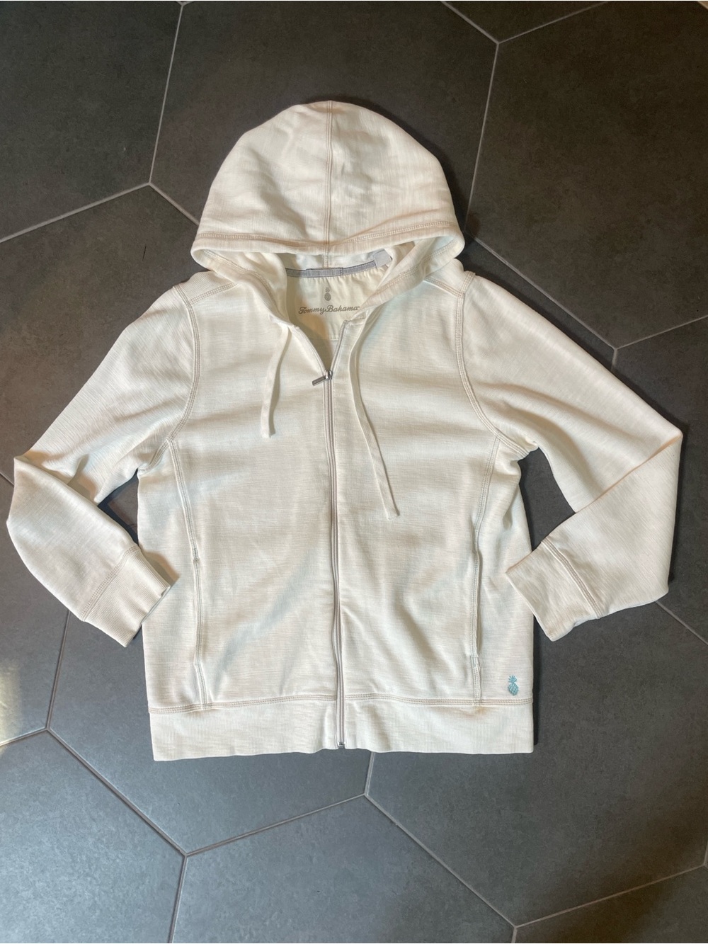 Tommy Bahama Light Cream Zip-Up Hoodie L